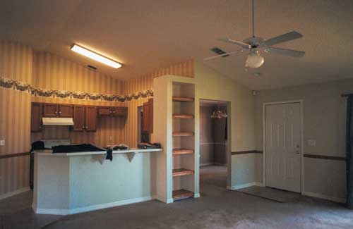 greatroom facing kitchen